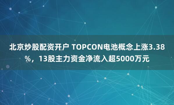 北京炒股配资开户 TOPCON电池概念上涨3.38%，13股主力资金净流入超5000万元